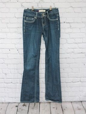 Vigoss Collection Flare Jeans Size 1 Dark Wash Rhinestone Button Y2K
